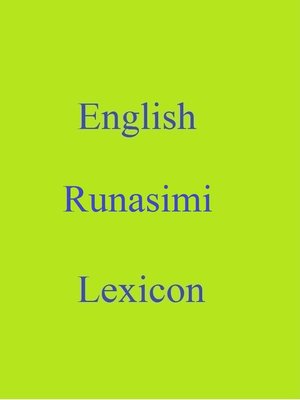 cover image of English Runasimi Lexicon